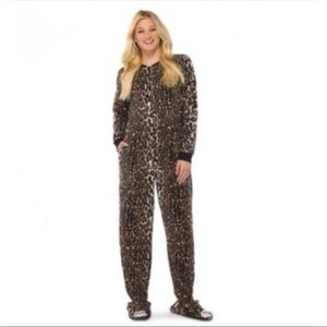 Nick Nora Plush Fleece Cheetah Leopard Print Pajama 1 Pc Womens Medium Sleepwear